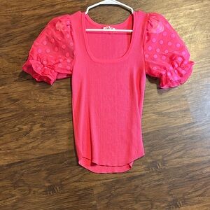 Entro Vibrant Pink Puff Sleeve Blouse